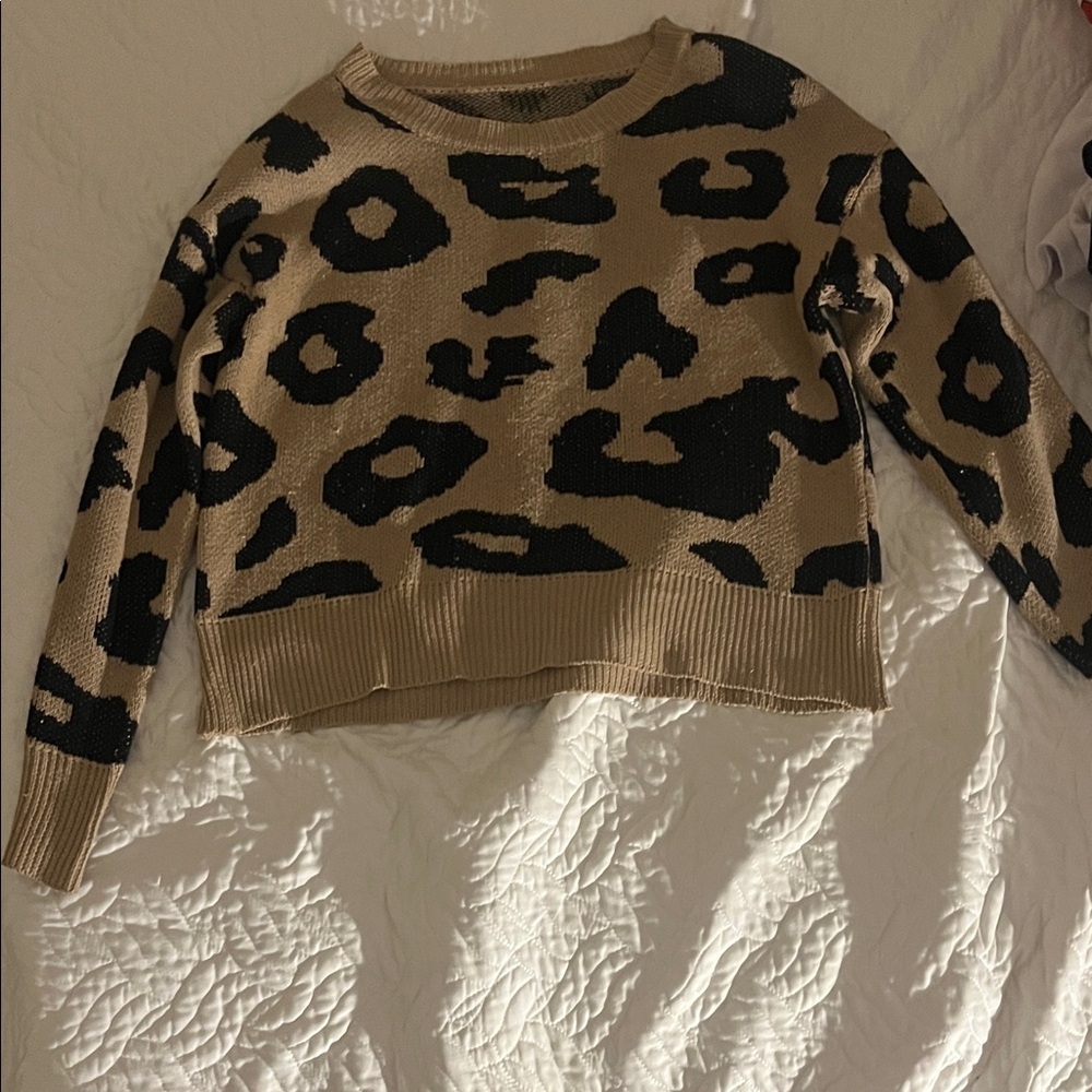 Leopard Print Tan and Black Sweater